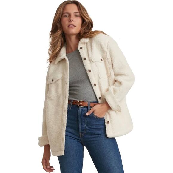 NWT Marine Layer Ivory Eden Sherpa Overshirt Size Small - Picture 2 of 8